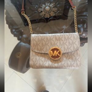 Michael Kors Beige Monogram Crossbody Bag